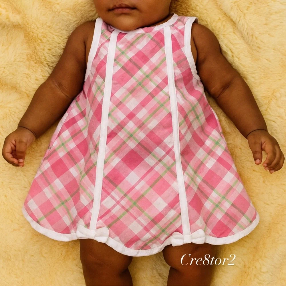 🍼 🎀 Gymboree Baby Girl Plaid Dress Pink Beautiful Sleeveless 3-6Months Newborn